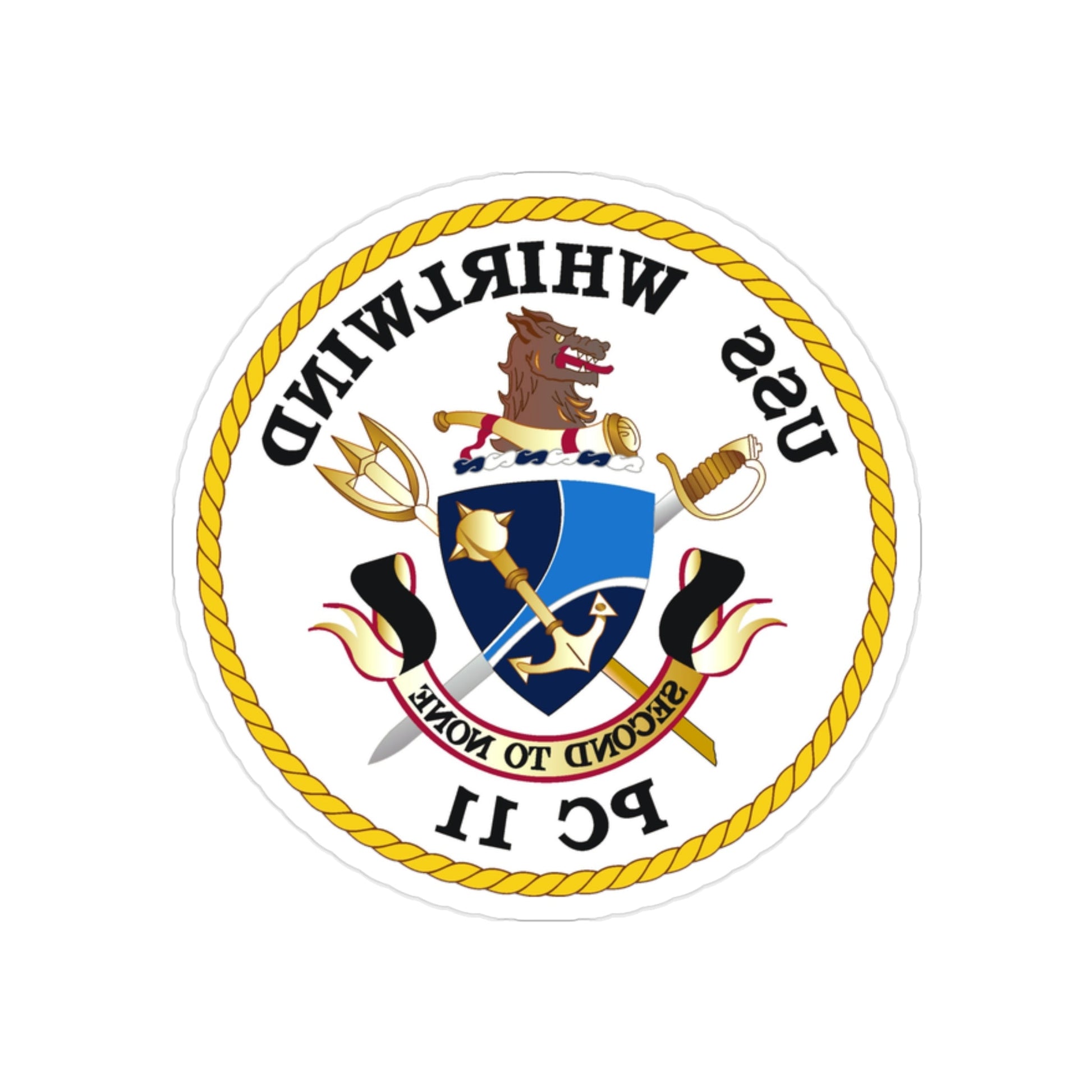 USS Whirlwind PC 11 (U.S. Navy) REVERSE PRINT Transparent STICKER-2" × 2"-The Sticker Space