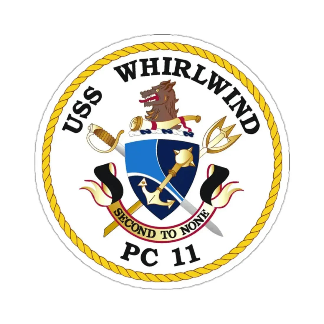 USS Whirlwind PC 11 (U.S. Navy) STICKER Vinyl Kiss-Cut Decal 2 Inch White - The Sticker Space