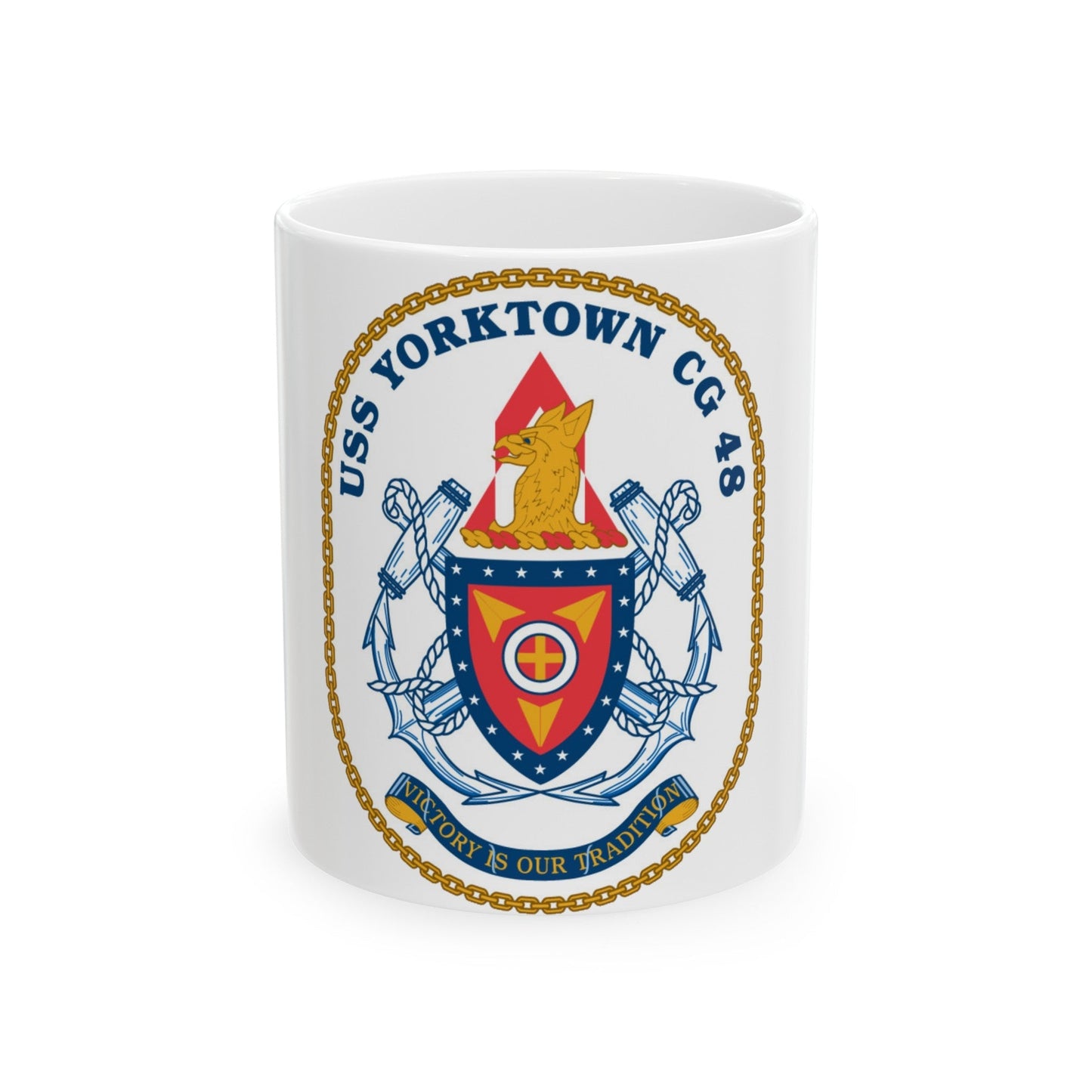 USS Yorktown CG 48 (U.S. Navy) White Coffee Mug-11oz-The Sticker Space