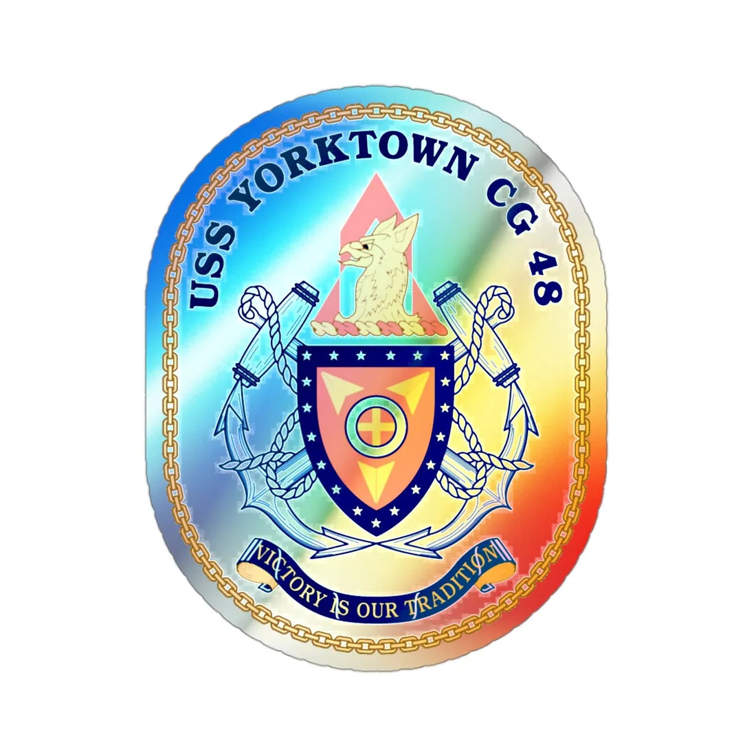 USS Yorktown CG 48 (U.S. Navy) Holographic STICKER Die-Cut Vinyl Decal 3 Inch Holographic - The Sticker Space