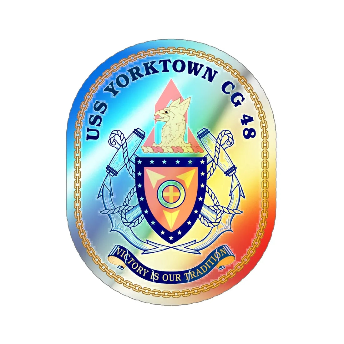 USS Yorktown CG 48 (U.S. Navy) Holographic STICKER Die-Cut Vinyl Decal 5 Inch Holographic - The Sticker Space