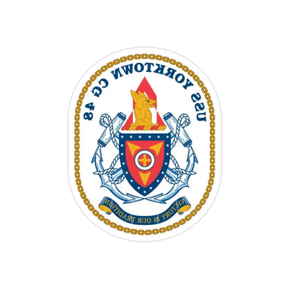 USS Yorktown CG 48 (U.S. Navy) REVERSE PRINT Transparent Die-Cut STICKER 2 Inch Die-Cut Transparent - The Sticker Space