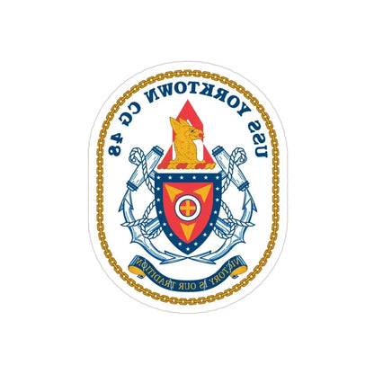 USS Yorktown CG 48 (U.S. Navy) REVERSE PRINT Transparent Die-Cut STICKER 4 Inch Die-Cut Transparent - The Sticker Space