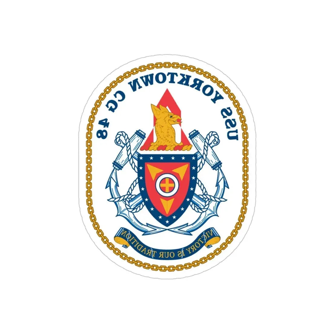 USS Yorktown CG 48 (U.S. Navy) REVERSE PRINT Transparent Die-Cut STICKER 5 Inch Die-Cut Transparent - The Sticker Space