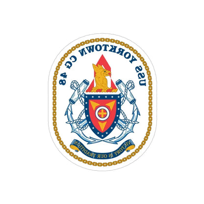 USS Yorktown CG 48 (U.S. Navy) REVERSE PRINT Transparent Die-Cut STICKER 5 Inch Die-Cut Transparent - The Sticker Space