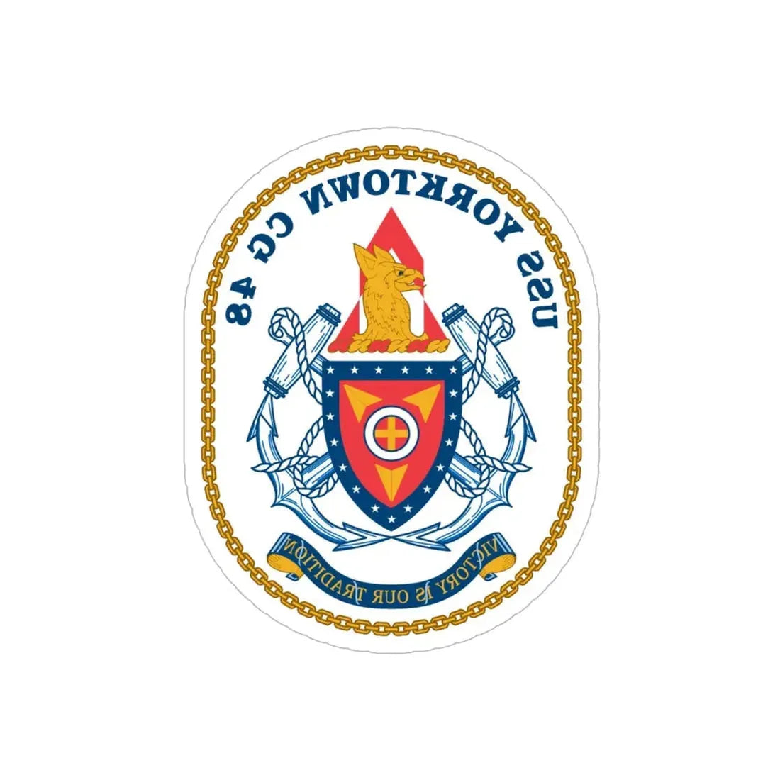 USS Yorktown CG 48 (U.S. Navy) REVERSE PRINT Transparent Die-Cut STICKER 6 Inch Die-Cut Transparent - The Sticker Space