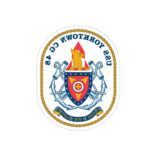 USS Yorktown CG 48 (U.S. Navy) REVERSE PRINT Transparent Die-Cut STICKER 6 Inch Die-Cut Transparent - The Sticker Space