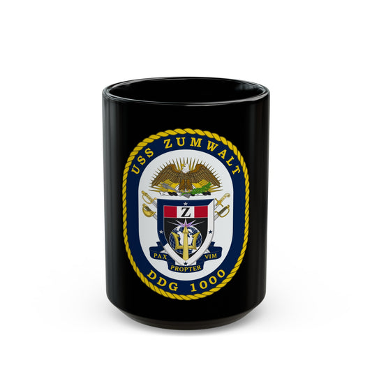 USS Zumwalt DDG 1000 Crest (U.S. Navy) Black Coffee Mug-15oz-The Sticker Space