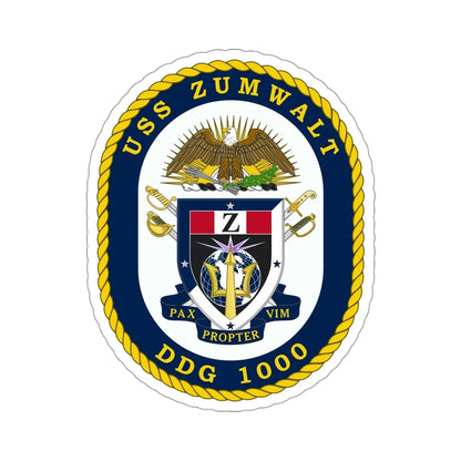 USS Zumwalt DDG 1000 Crest (U.S. Navy) STICKER Vinyl Die-Cut Decal 4 Inch - The Sticker Space