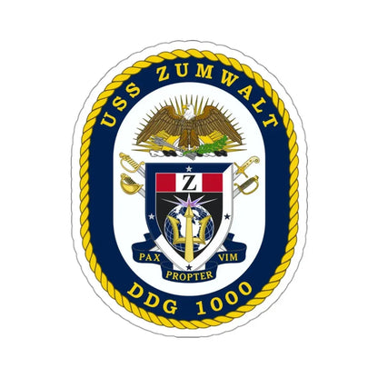 USS Zumwalt DDG 1000 Crest (U.S. Navy) STICKER Vinyl Kiss-Cut Decal 3 Inch White - The Sticker Space