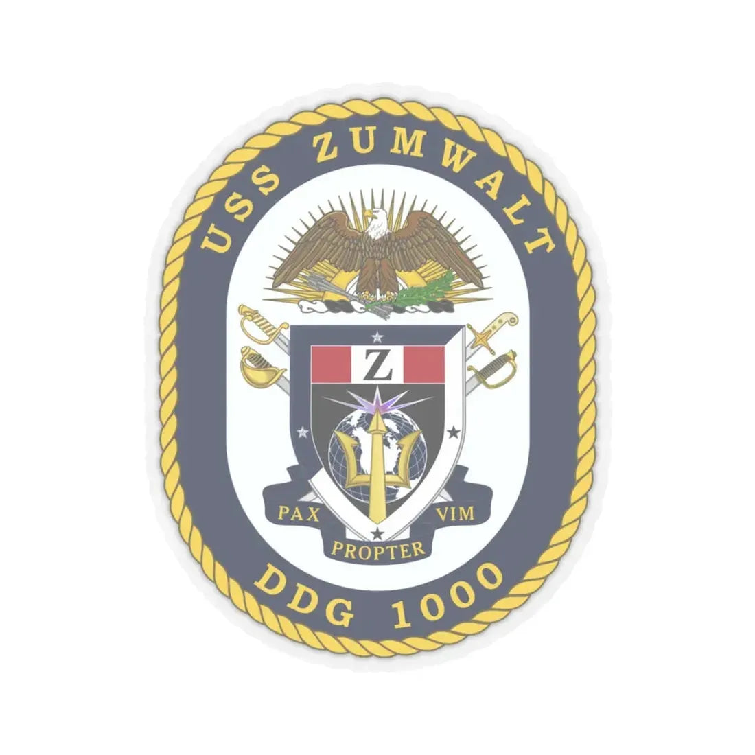 USS Zumwalt DDG 1000 Crest (U.S. Navy) STICKER Vinyl Kiss-Cut Decal 6 Inch Transparent - The Sticker Space