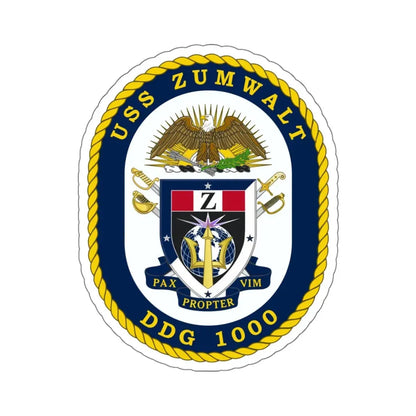 USS Zumwalt DDG 1000 Crest (U.S. Navy) STICKER Vinyl Kiss-Cut Decal 6 Inch White - The Sticker Space