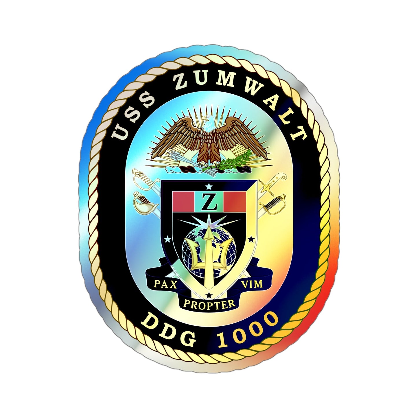 USS Zumwalt DDG 1000 (U.S. Navy) Holographic STICKER Die-Cut Vinyl Decal-4 Inch-The Sticker Space