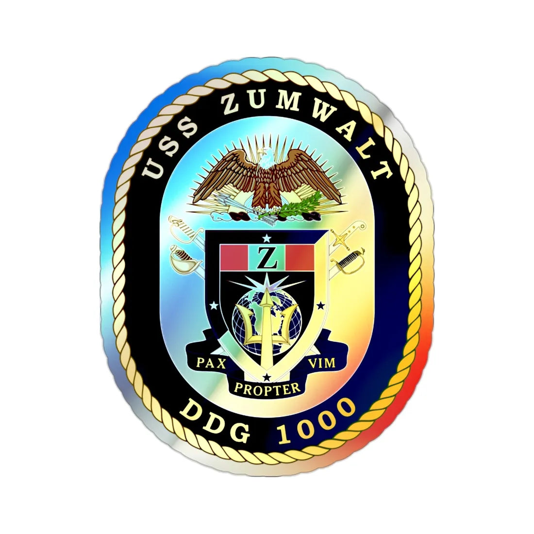 USS Zumwalt DDG 1000 (U.S. Navy) Holographic STICKER Die-Cut Vinyl Decal 2 Inch Holographic - The Sticker Space