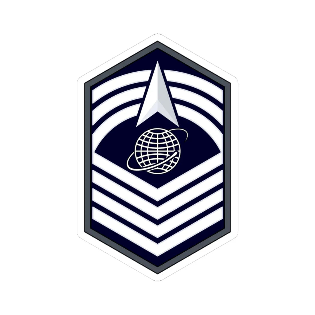 USSF CMSgt Flat (United States) (Military Rank) STICKER Vinyl Kiss-Cut Decal 3 Inch White - The Sticker Space