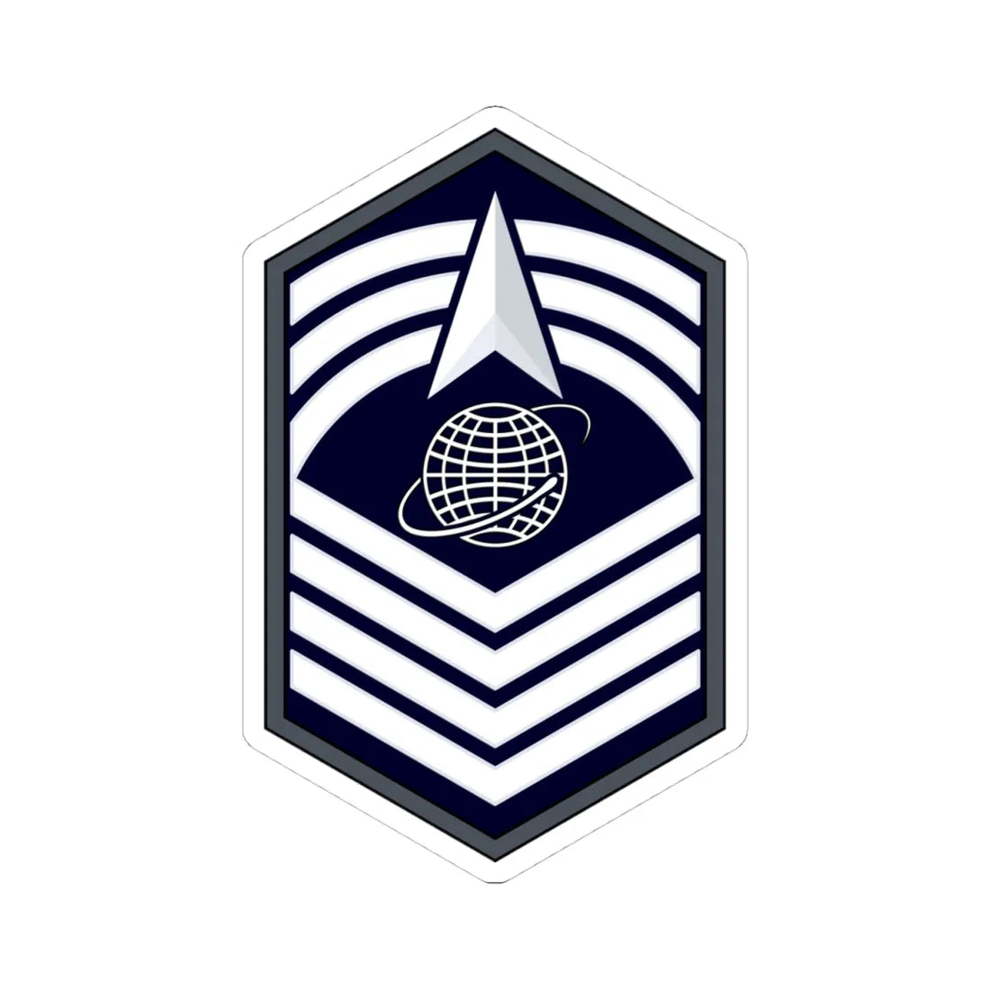 USSF CMSgt Flat (United States) (Military Rank) STICKER Vinyl Kiss-Cut Decal 4 Inch White - The Sticker Space