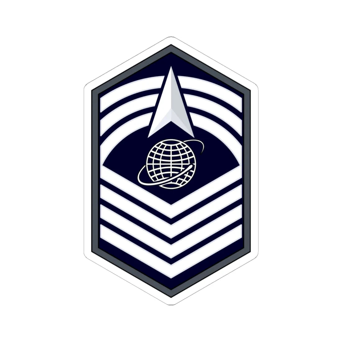 USSF CMSgt Flat (United States) (Military Rank) STICKER Vinyl Kiss-Cut Decal 6 Inch White - The Sticker Space