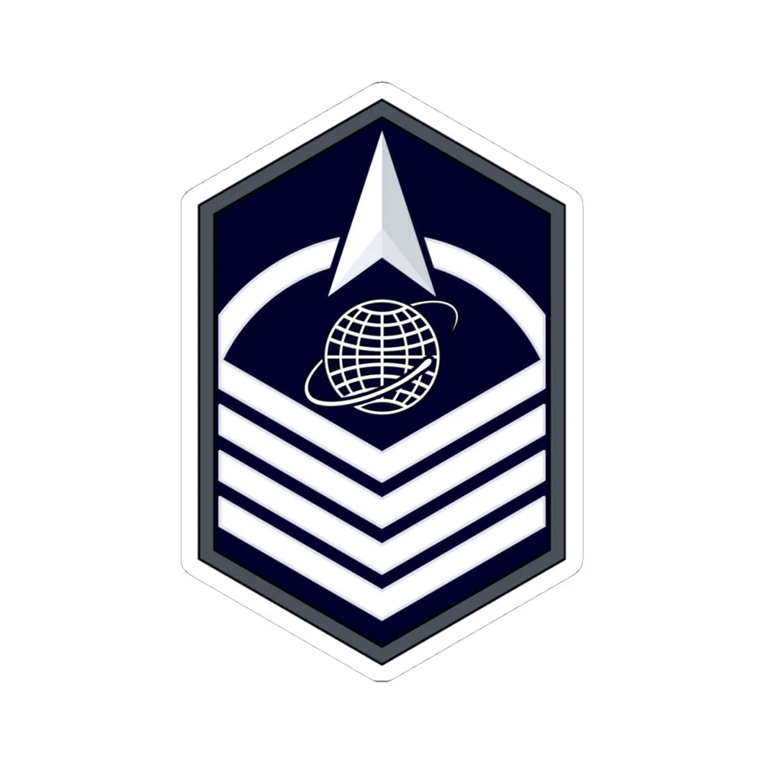USSF MSgt Flat (United States) (Military Rank) STICKER Vinyl Kiss-Cut Decal 4 Inch White - The Sticker Space