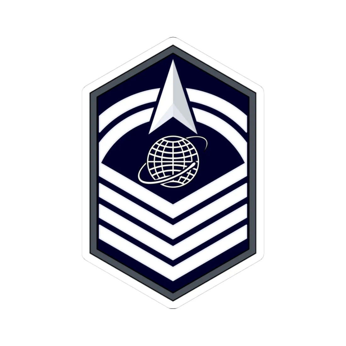 USSF SMSgt Flat (United States) (Military Rank) STICKER Vinyl Kiss-Cut Decal 3 Inch White - The Sticker Space