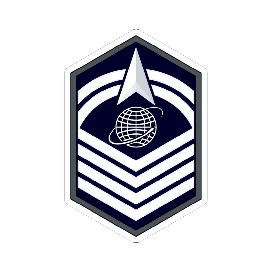 USSF SMSgt Flat (United States) (Military Rank) STICKER Vinyl Kiss-Cut Decal 4 Inch White - The Sticker Space