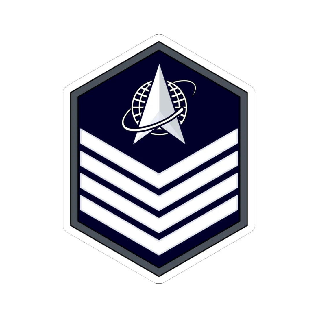 USSF TSgt Flat (United States) (Military Rank) STICKER Vinyl Kiss-Cut Decal 4 Inch White - The Sticker Space