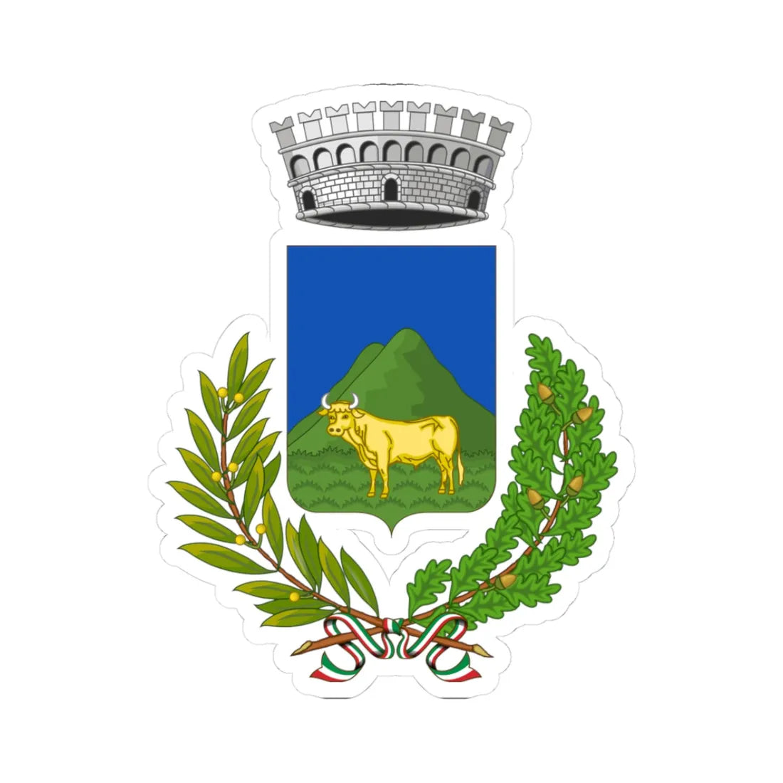 Ussita-Stemma (Italy) (Coat of Arms) STICKER Vinyl Kiss-Cut Decal 3 Inch White - The Sticker Space