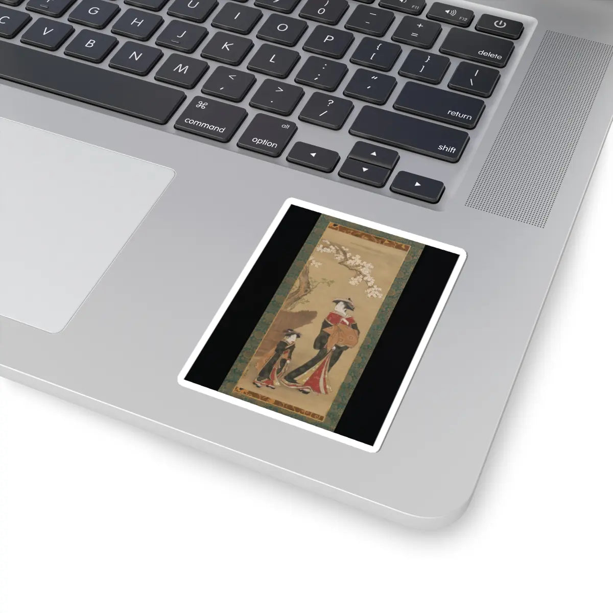 Utagawa Toyoharu - Courtesan and her Attendant under a Cherry Tree - early 19th century v1 - STICKER Vinyl Kiss-Cut Decal