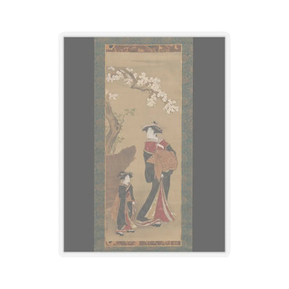 Utagawa Toyoharu - Courtesan and her Attendant under a Cherry Tree - early 19th century v1 - STICKER Vinyl Kiss-Cut Decal