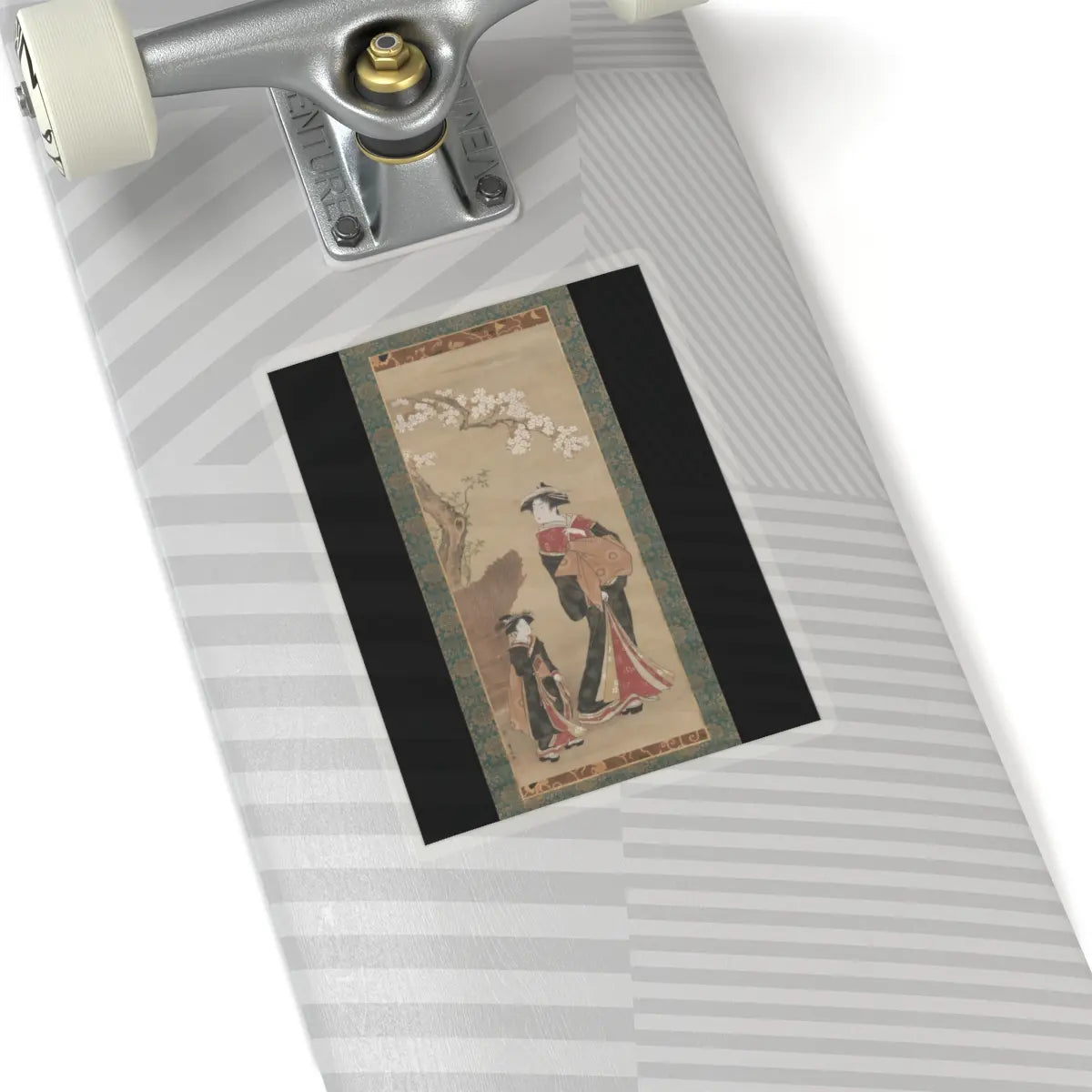 Utagawa Toyoharu - Courtesan and her Attendant under a Cherry Tree - early 19th century v1 - STICKER Vinyl Kiss-Cut Decal