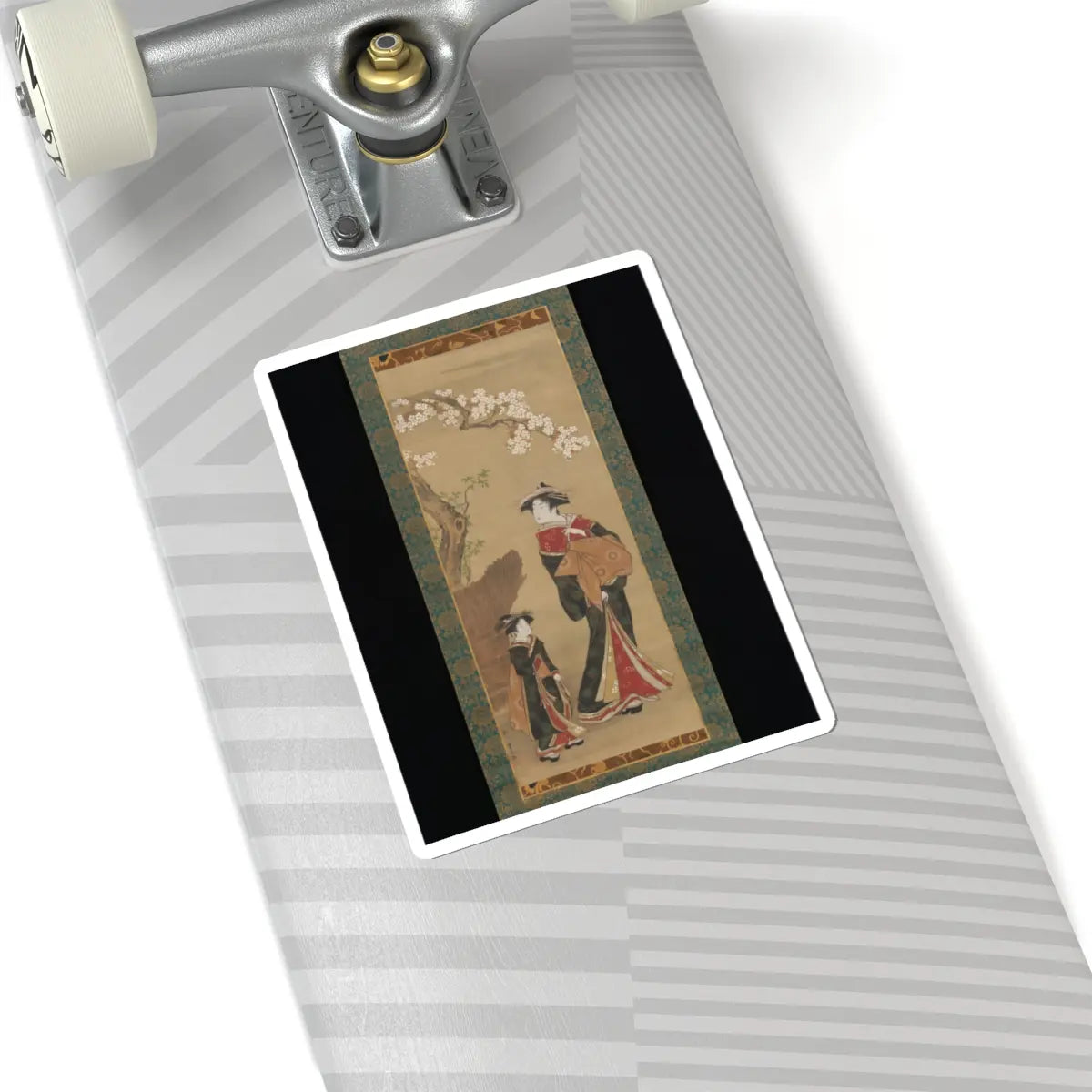 Utagawa Toyoharu - Courtesan and her Attendant under a Cherry Tree - early 19th century v1 - STICKER Vinyl Kiss-Cut Decal