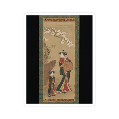 Utagawa Toyoharu - Courtesan and her Attendant under a Cherry Tree - early 19th century v1 - STICKER Vinyl Kiss-Cut Decal