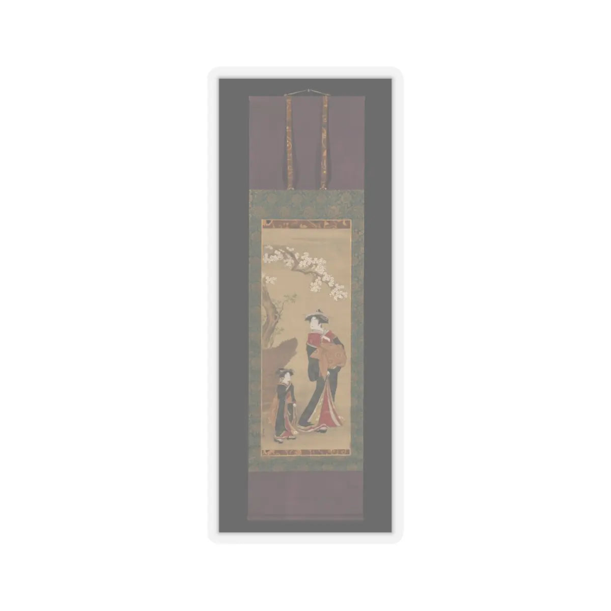 Utagawa Toyoharu - Courtesan and her Attendant under a Cherry Tree - early 19th century v2 - STICKER Vinyl Kiss-Cut Decal