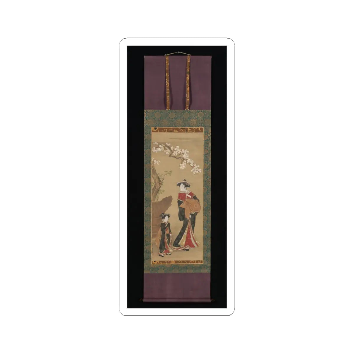 Utagawa Toyoharu - Courtesan and her Attendant under a Cherry Tree - early 19th century v2 - STICKER Vinyl Kiss-Cut Decal