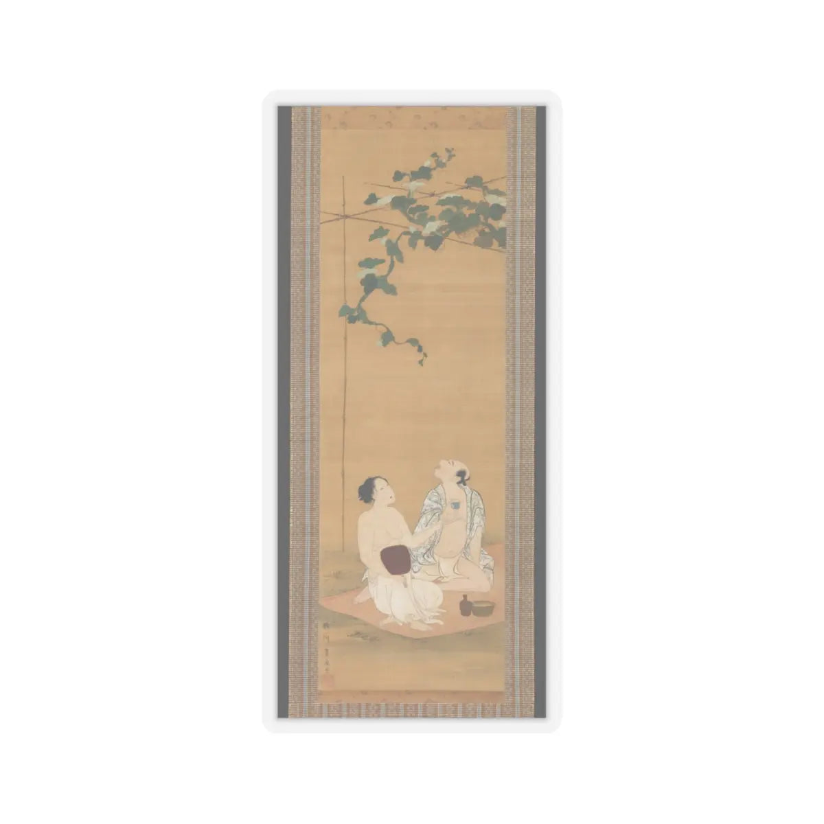 Utagawa Toyohiro - Enjoying the Evening Cool under a Gourd Trellis - early 19th century v1 - STICKER Vinyl Kiss-Cut Decal