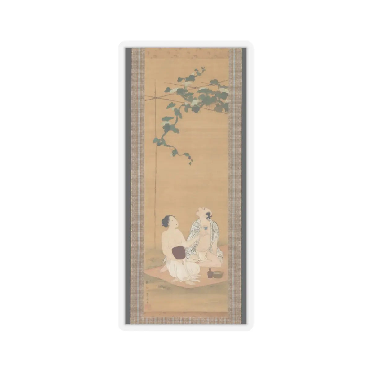 Utagawa Toyohiro - Enjoying the Evening Cool under a Gourd Trellis - early 19th century v1 - STICKER Vinyl Kiss-Cut Decal