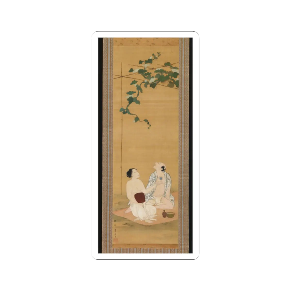 Utagawa Toyohiro - Enjoying the Evening Cool under a Gourd Trellis - early 19th century v1 - STICKER Vinyl Kiss-Cut Decal