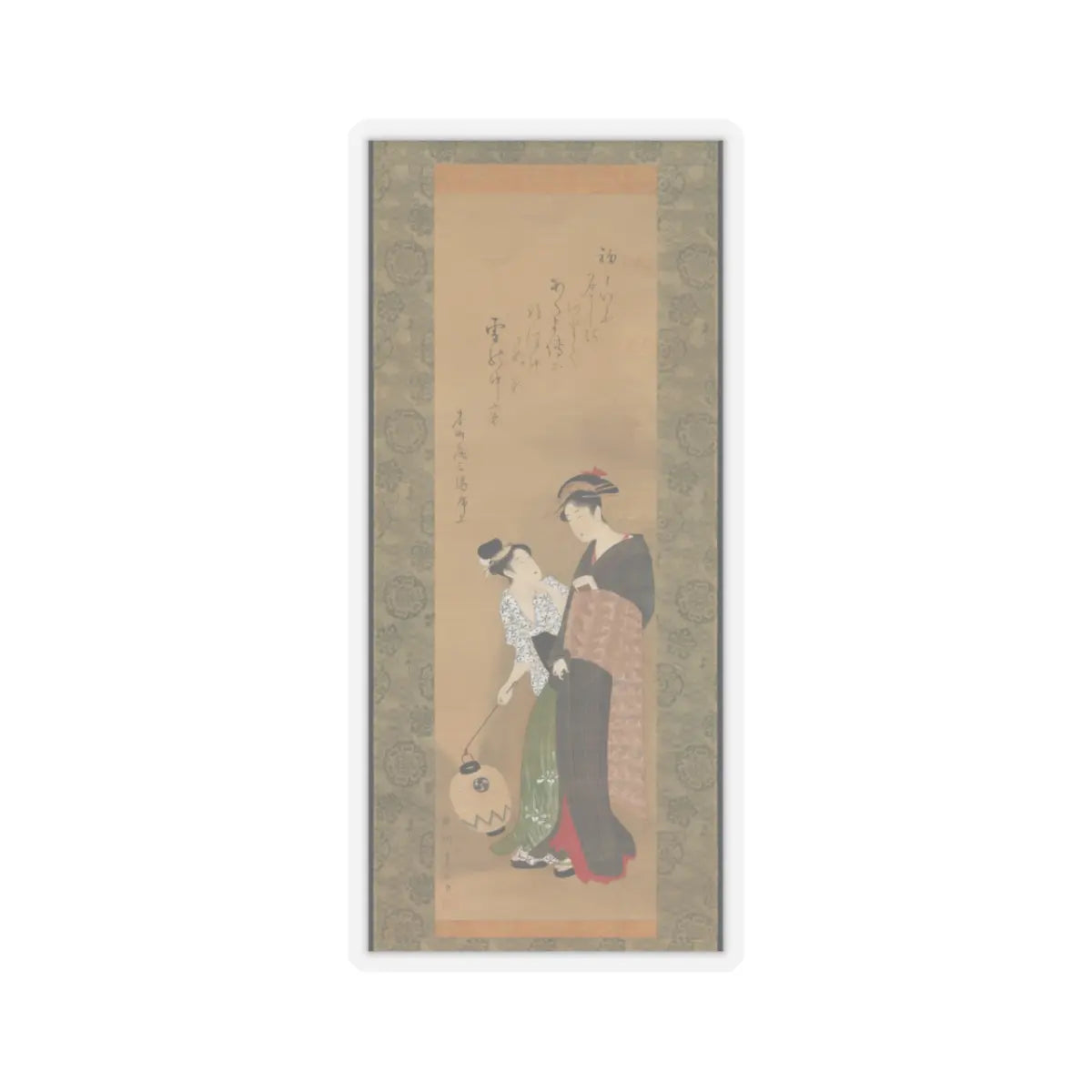 Utagawa Toyokuni I - Woman and Attendant - ca. 1795 v1 - STICKER Vinyl Kiss-Cut Decal