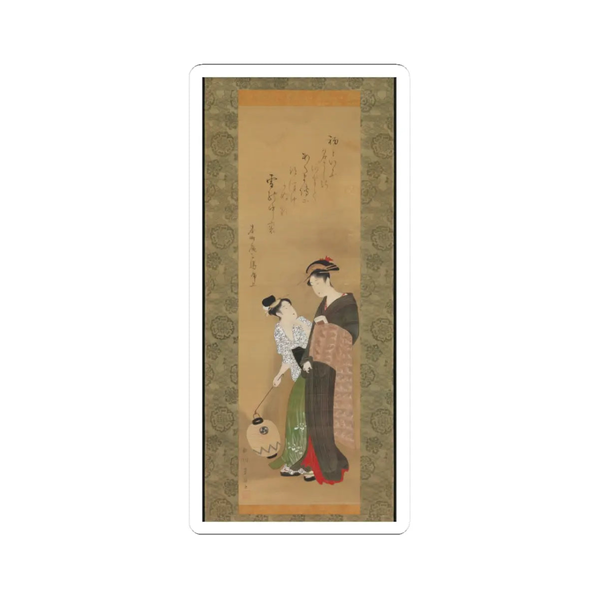 Utagawa Toyokuni I - Woman and Attendant - ca. 1795 v1 - STICKER Vinyl Kiss-Cut Decal