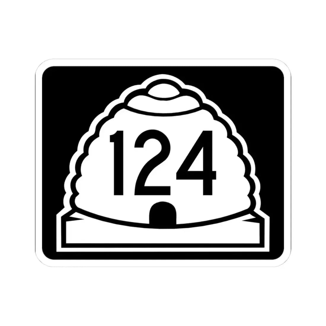 Utah 124 (Utah) (Road Sign) STICKER Vinyl Kiss-Cut Decal 3 Inch White - The Sticker Space