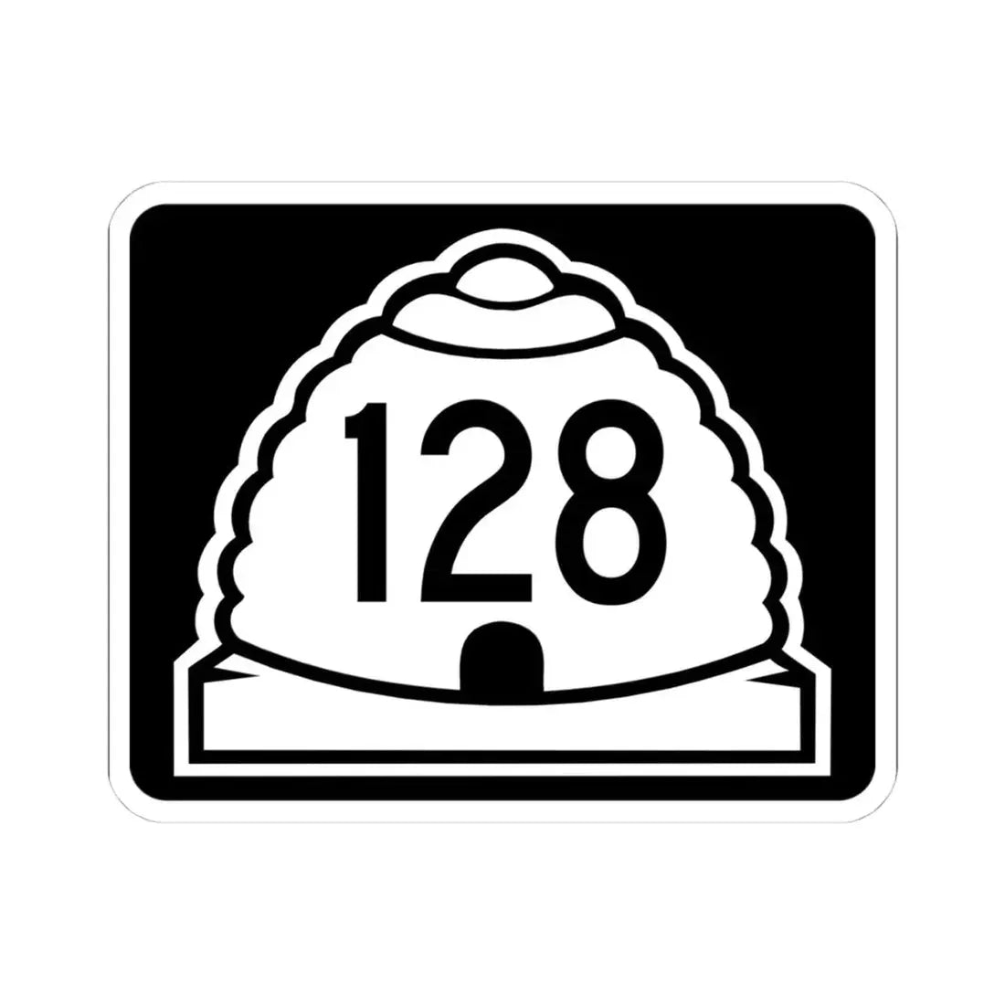 Utah 128 (Utah) (Road Sign) STICKER Vinyl Kiss-Cut Decal 4 Inch White - The Sticker Space