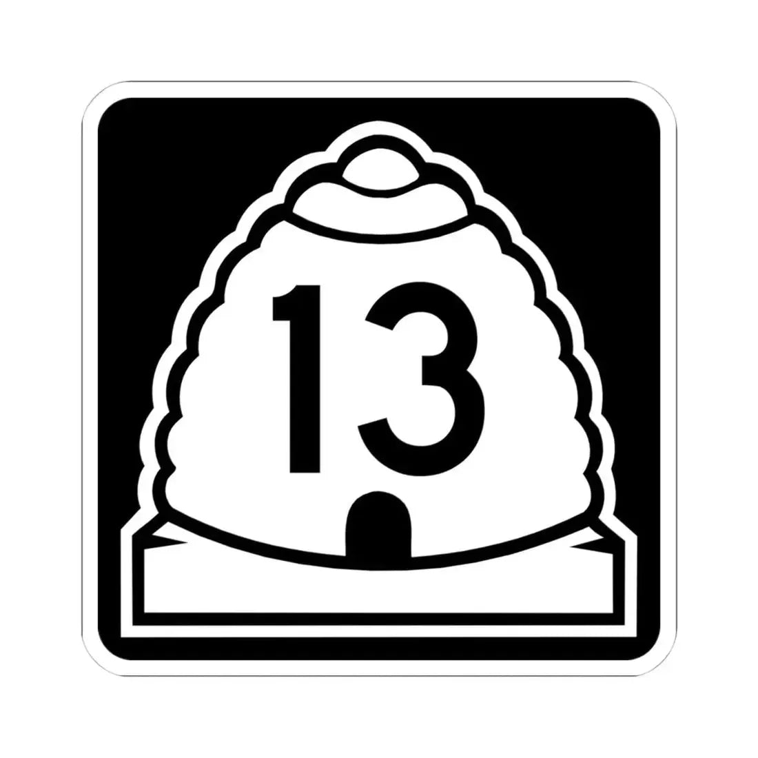 Utah 13 (Utah) (Road Sign) STICKER Vinyl Kiss-Cut Decal 4 Inch White - The Sticker Space