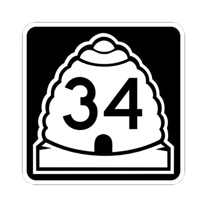 Utah 34 (Utah) (Road Sign) STICKER Vinyl Kiss-Cut Decal 4 Inch White - The Sticker Space