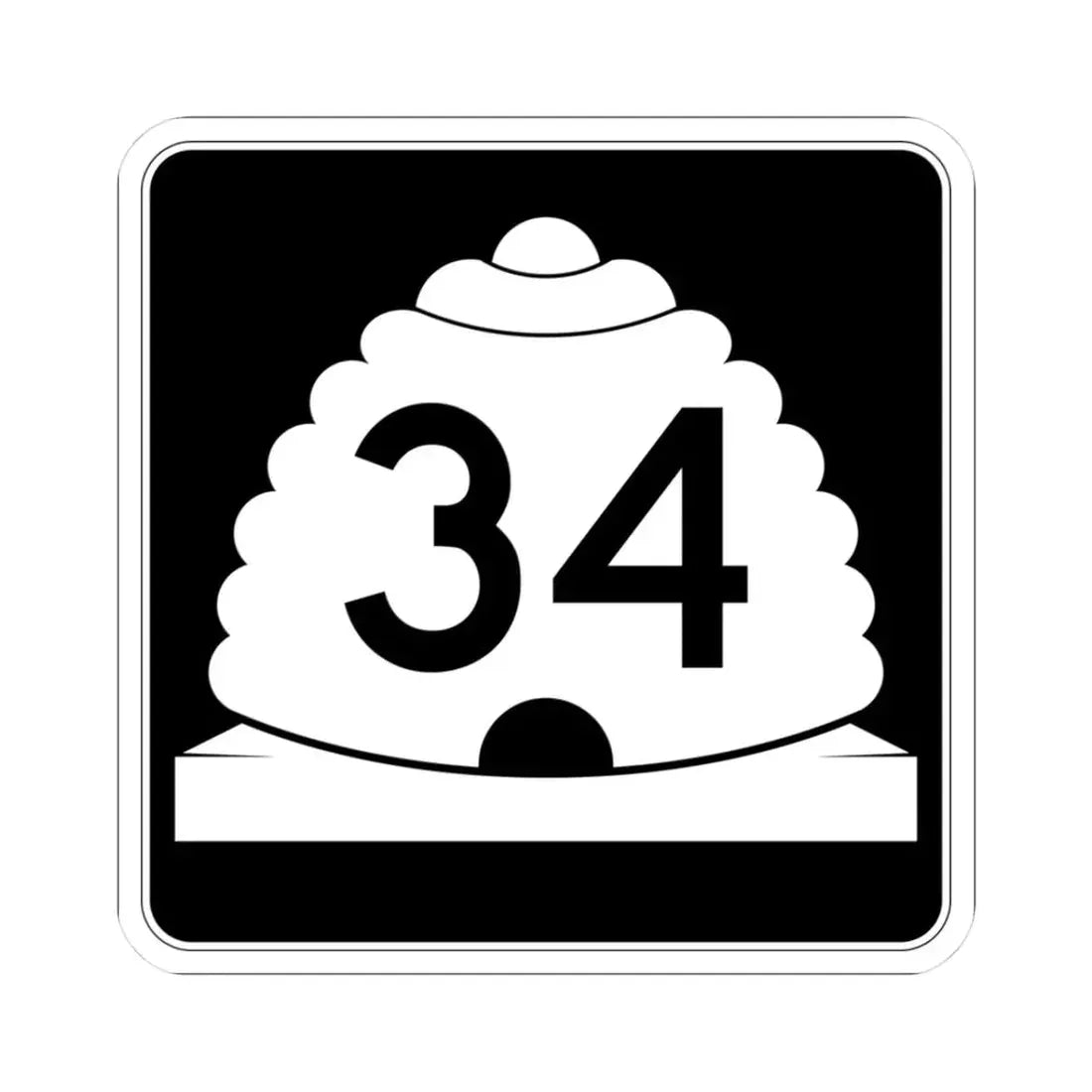 Utah SR 34 (Utah) (Road Sign) STICKER Vinyl Kiss-Cut Decal 3 Inch White - The Sticker Space