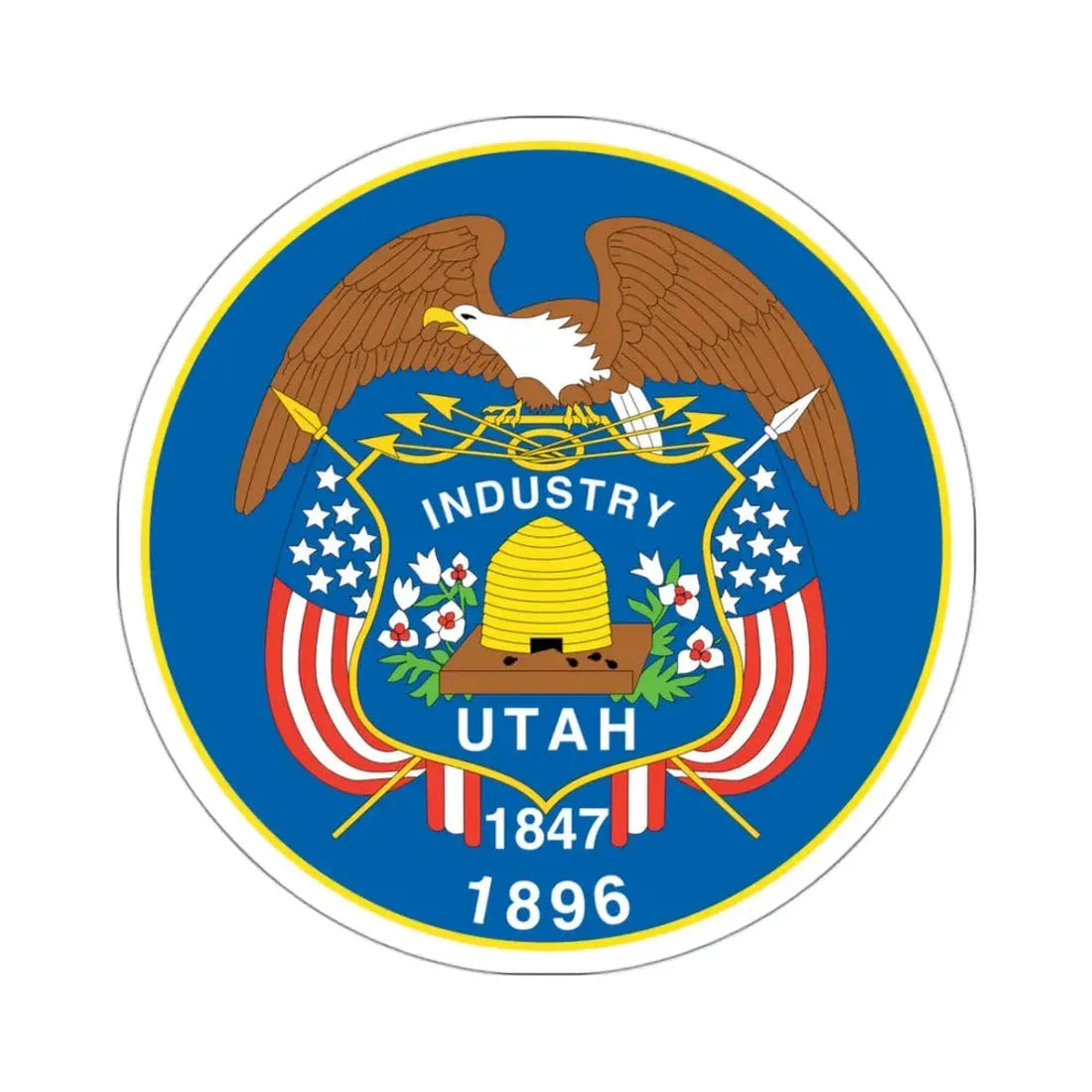 Utah State Seal NARA - STICKER Vinyl Kiss-Cut Decal 3 Inch White - The Sticker Space