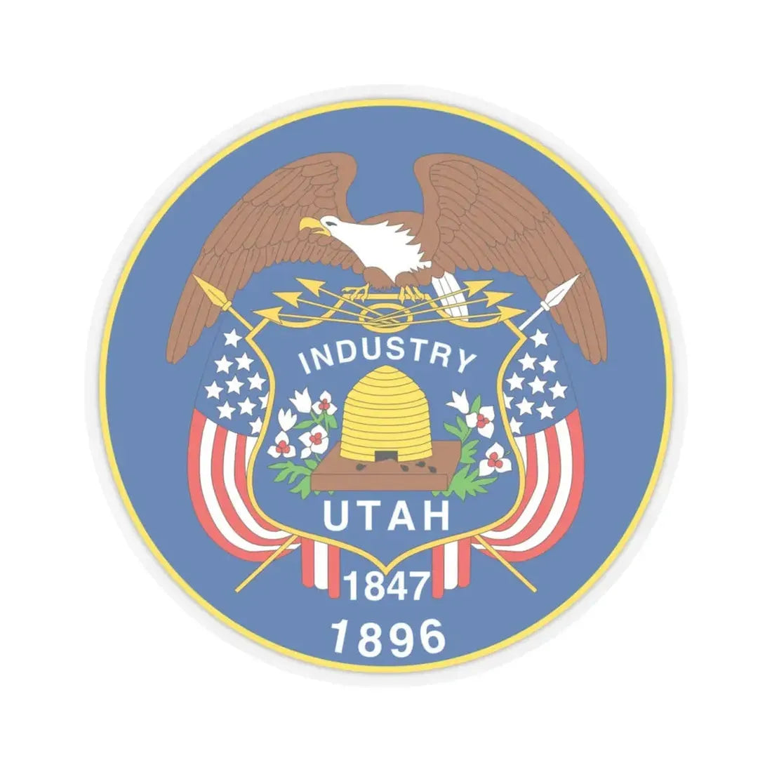 Utah State Seal NARA - STICKER Vinyl Kiss-Cut Decal 4 Inch Transparent - The Sticker Space