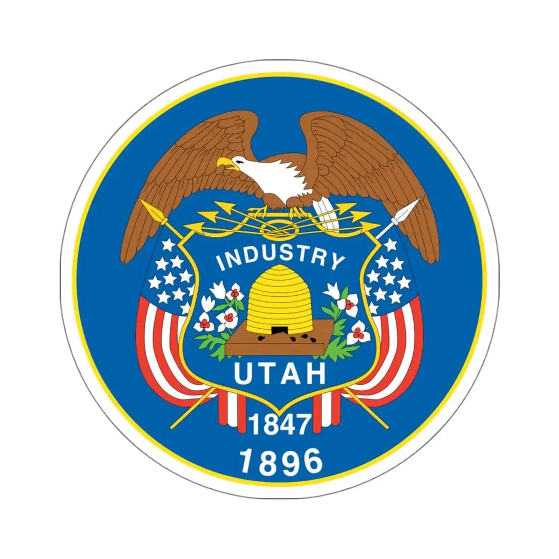Utah State Seal NARA - STICKER Vinyl Kiss-Cut Decal 4 Inch White - The Sticker Space