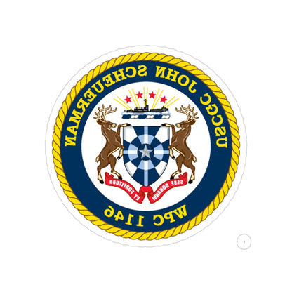 UUSCGC John Scheuerman WPC 1146 (U.S. Coast Guard) REVERSE PRINT Transparent STICKER-3" × 3"-The Sticker Space