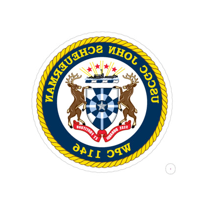 UUSCGC John Scheuerman WPC 1146 (U.S. Coast Guard) REVERSE PRINT Transparent STICKER-4" × 4"-The Sticker Space