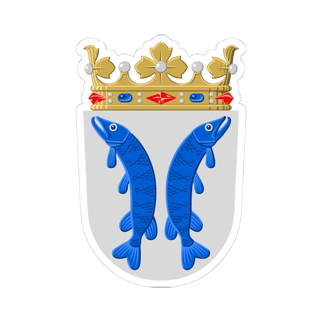 Uusikaupunki.vaakuna (Finland) (Coat of Arms) STICKER Vinyl Kiss-Cut Decal 4 Inch White - The Sticker Space