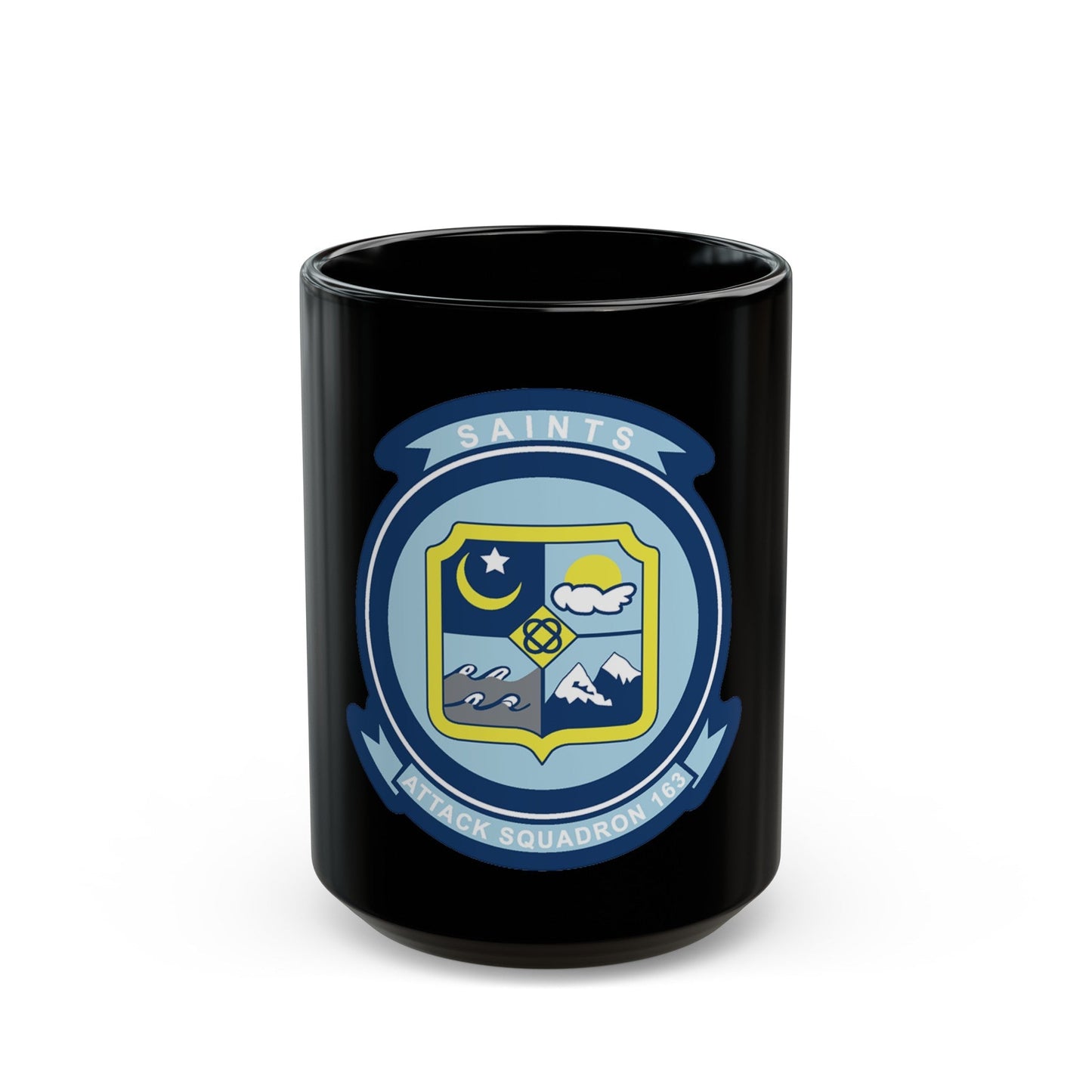 VA 163 SAINTS (U.S. Navy) Black Coffee Mug-15oz-The Sticker Space